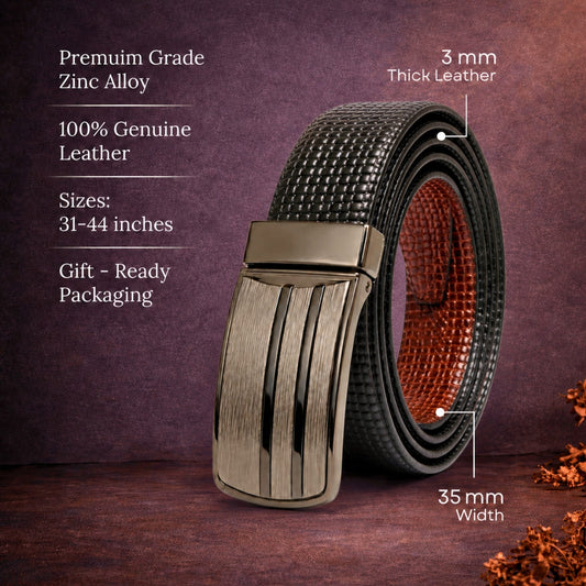Mens Genuine Leather Belt | 2 in 1 Reversible (Black & Brown) (1 Pc.) - VALTRIX - THE MEN THING