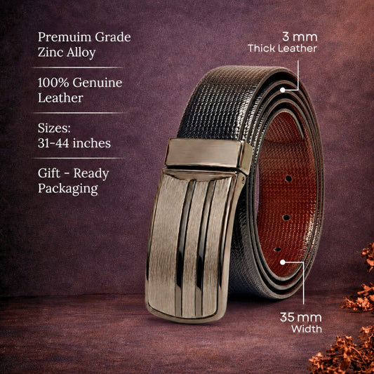 Mens Genuine Leather Belt | 2 in 1 Reversible (Black & Brown) (1 Pc.) - VERSA - THE MEN THING