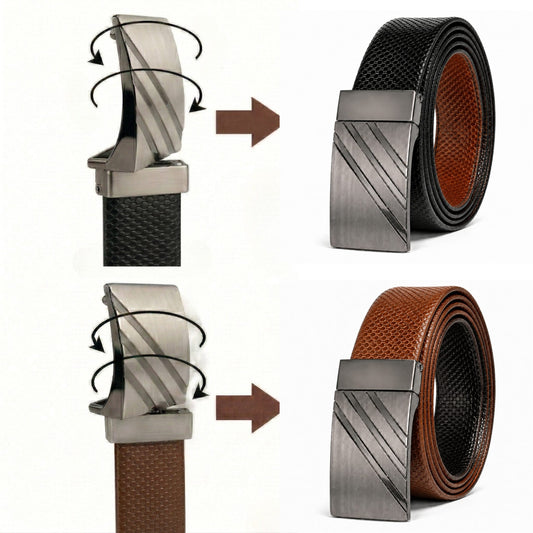 Mens Genuine Leather Belt | 2 in 1 Reversible (Black & Brown) (1 Pc.) - ZENTRIX - THE MEN THING