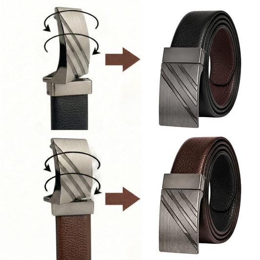 Mens Genuine Leather Belt | 2 in 1 Reversible (Brown & Black) (1 Pc.) - DIAGON EDGE - THE MEN THING