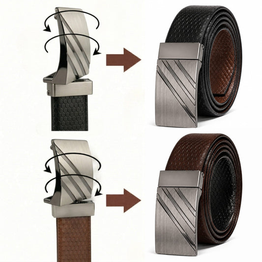 Mens Genuine Leather Belt | 2 in 1 Reversible (Brown & Black) (1 Pc.) - DIAGONOX - THE MEN THING