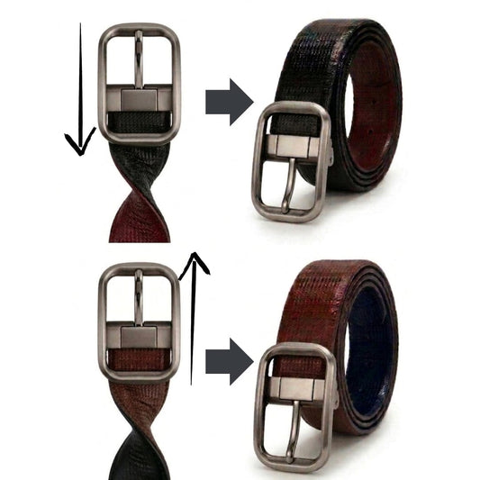 Mens Genuine Leather Belt | 2 in 1 Reversible (Brown & Black) (1 Pc.) - NOIRX - THE MEN THING