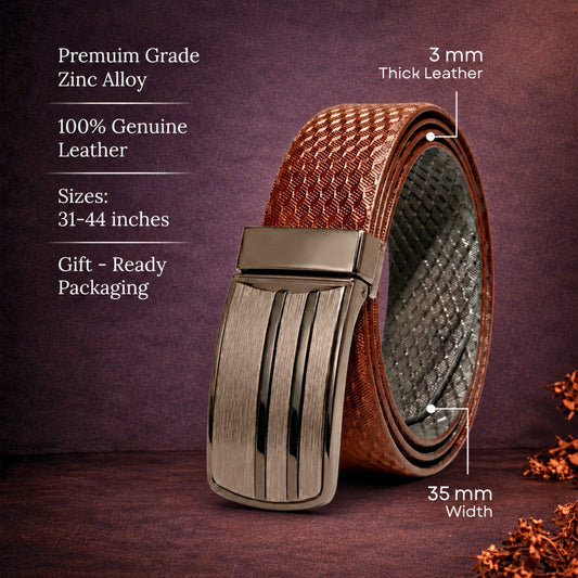 Mens Genuine Leather Belt | 2 in 1 Reversible (Brown & Black) (1 Pc.) - NOVARO - THE MEN THING