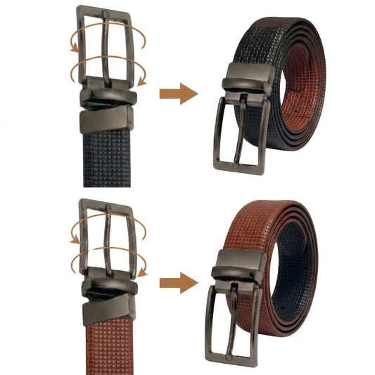 Mens Genuine Leather Belt | 2 in 1 Reversible (Brown & Black) (1 Pc.) - VINTEX - THE MEN THING