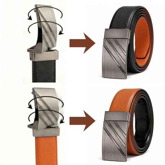 Mens Genuine Leather Belt | 2 in 1 Reversible (Brown & Black) (1 Pc.) - VSTRYX - THE MEN THING