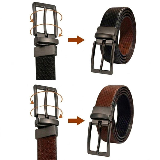 Mens Genuine Leather Belt | 2 in 1 Reversible (Brown & Black) (1 Pc.) - ZORANO - THE MEN THING