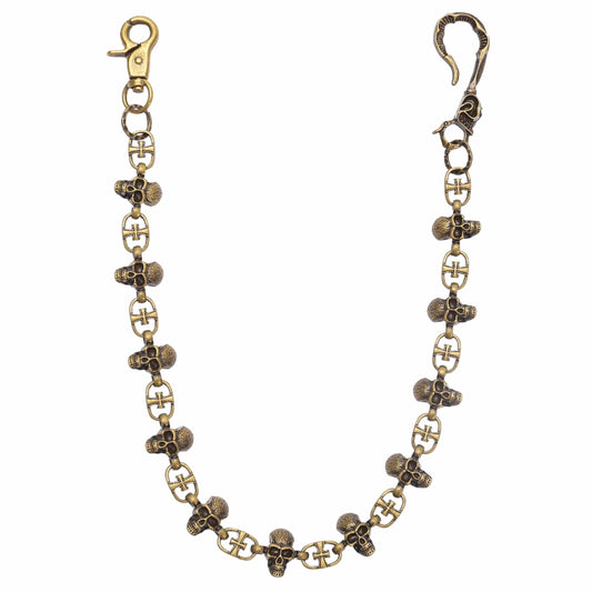 NEX SKULL - Antique Gold 23mm Titanium Steel Skull Heavy Biker Chain for Jeans with Lobster Clasps for Men & Boys - 20 inch - THE MEN THING
