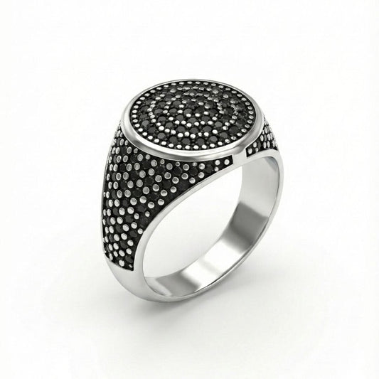 NOIR CREST RING - Pure Stainless Steel Men’s Steel Plated Ring (Size : 21-26) - THE MEN THING