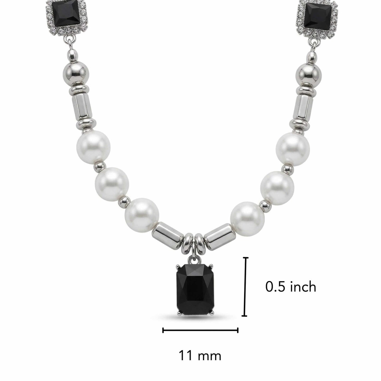 NOIR PEARL - 11mm Titanium Steel Pendant with 18 to 20inch Adjustable Cable 8mm Chain for Men & Boys — Pearl / Bead Necklace for Men | THE MEN THING