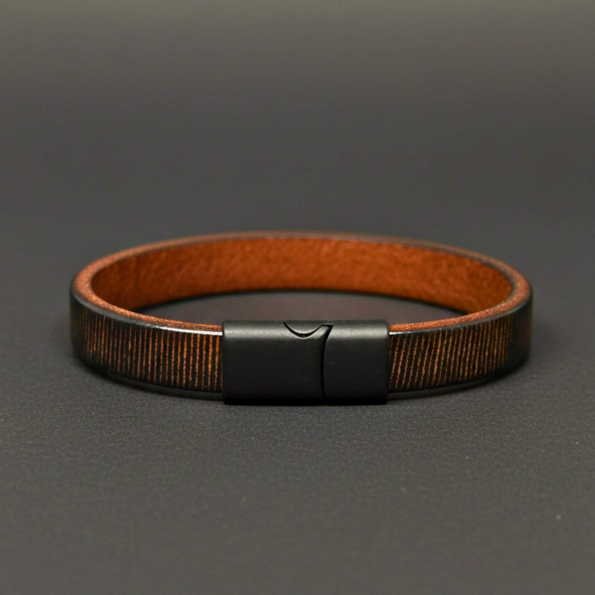 NOIR STRAND - Dark Brown 10mm Genuine Leather Bracelet with Stainless Steel Magnetic Buckle for Men & Boys (8 inch) — Leather Bracelet for Men | THE MEN THING