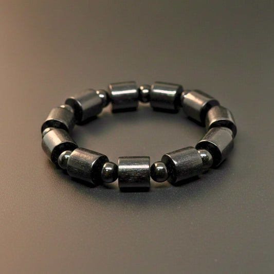 NOIR VAULT - 14mm Wooden Beads Bracelet with Natural Stone - Adjustable Bracelet — Bead Bracelet for Men | THE MEN THING