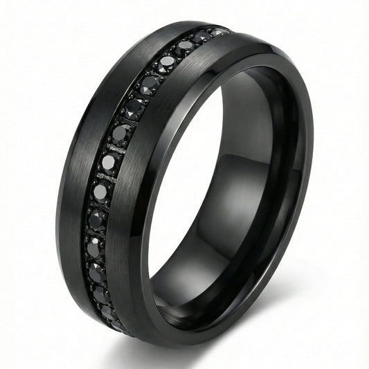 NOIRLINE - BLACK - Pure Stainless Steel Men’s Black-Plated Ring (Size : 17-22-27) - THE MEN THING