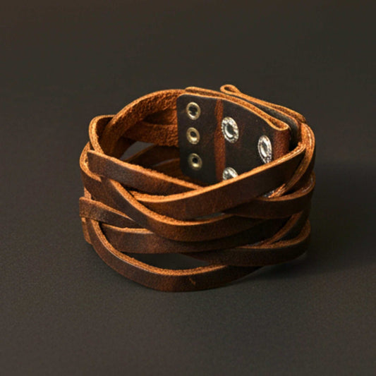 NOMAD WEAVE - 40mm Brown Genuine Leather Adjustable Bracelet for Men & Boys (9.5 inch) — Leather Bracelet for Men | THE MEN THING