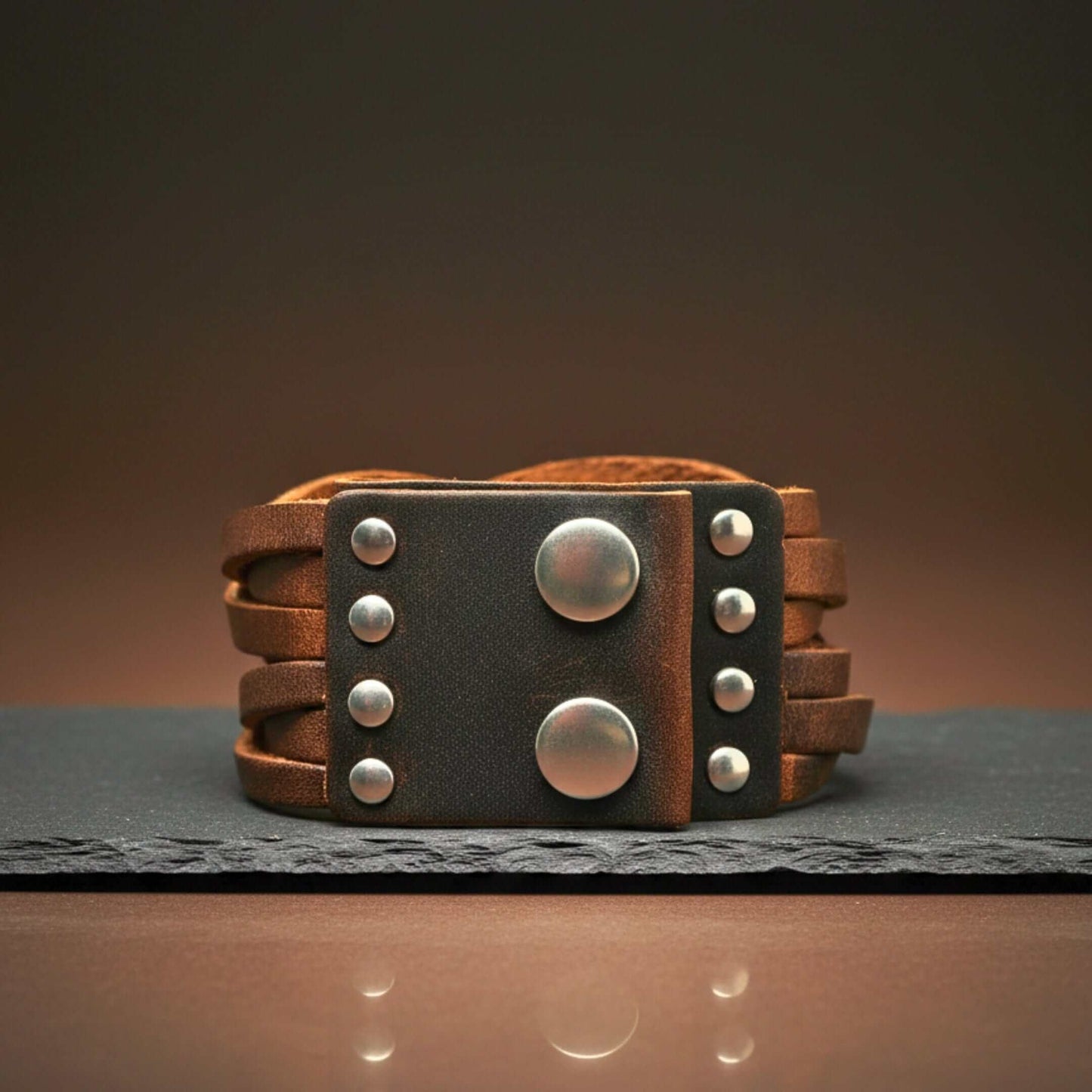 NOMAD WEAVE - 40mm Brown Genuine Leather Adjustable Bracelet for Men & Boys (9.5 inch) — Leather Bracelet for Men | THE MEN THING