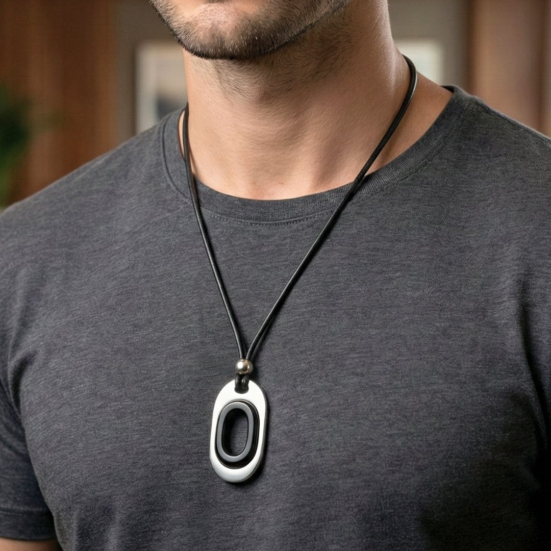 OBLIVION LOOP - Titanium Steel Pendant with Adjustable Rope Chain for Men & Boys — Leather Necklace for Men | THE MEN THING
