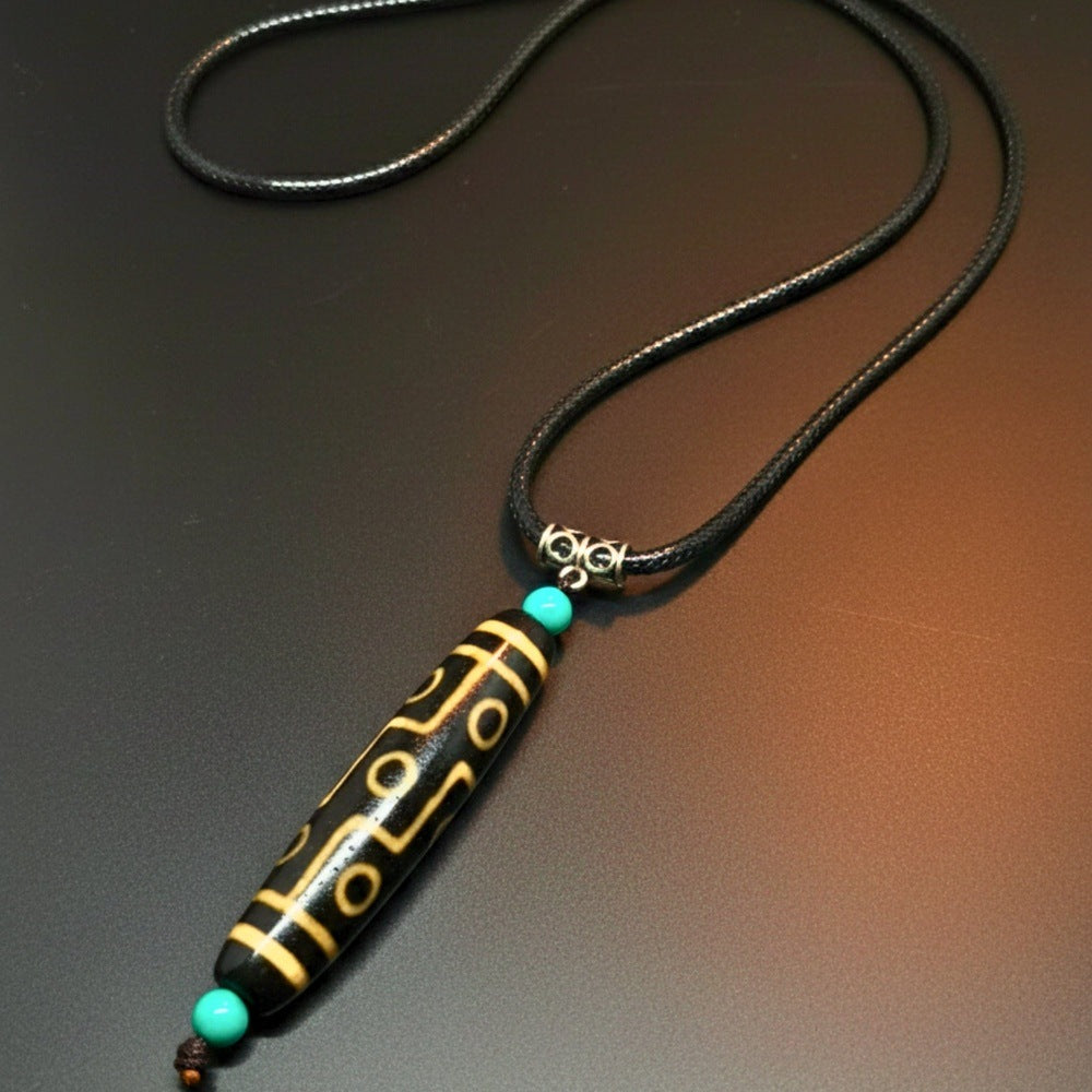 OBSIDIAN CIRCUIT – 3-Inch Natural Crystal Pendant with 28-Inch Leather Rope for Men & Boys - THE MEN THING