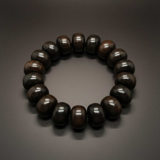 OBSIDIAN CREED - 20mm Wooden Beads Bracelet with Natural Stone - Adjustable Bracelet — Bead Bracelet for Men | THE MEN THING