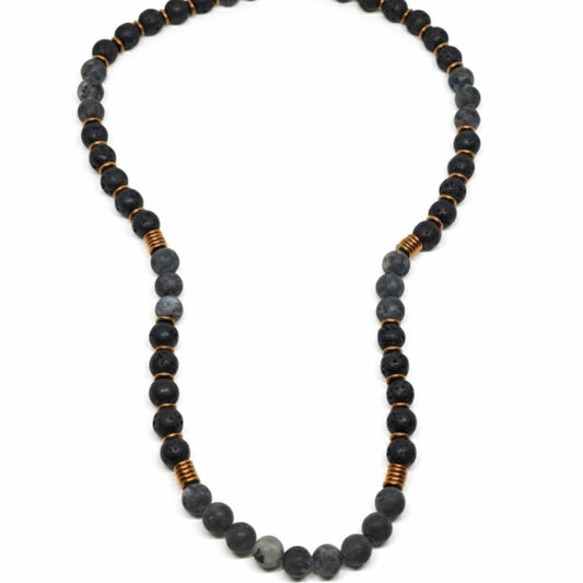 OBSIDIAN FORGE - 10 mm Beaded Necklace for Men and Boys 22 inch — Pearl / Bead Necklace for Men | THE MEN THING