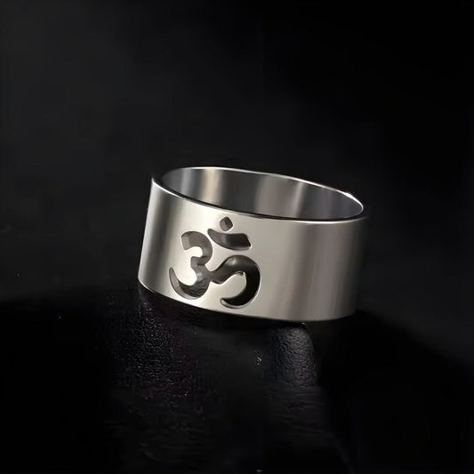 OMKARA LOOP RING - Pure Stainless Steel Men’s Steel-Plated Ring – Statement Luxury Jewelry (Size : 22) - THE MEN THING