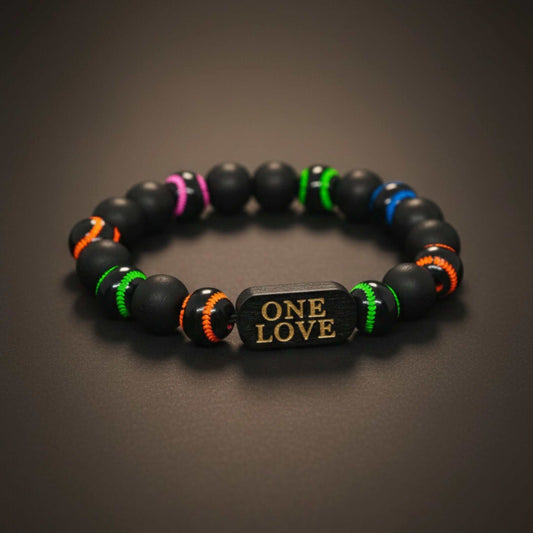 ONE LOVE VIBE - 13mm Beads Bracelet with Natural Stone - Adjustable Bracelet — Bead Bracelet for Men | THE MEN THING
