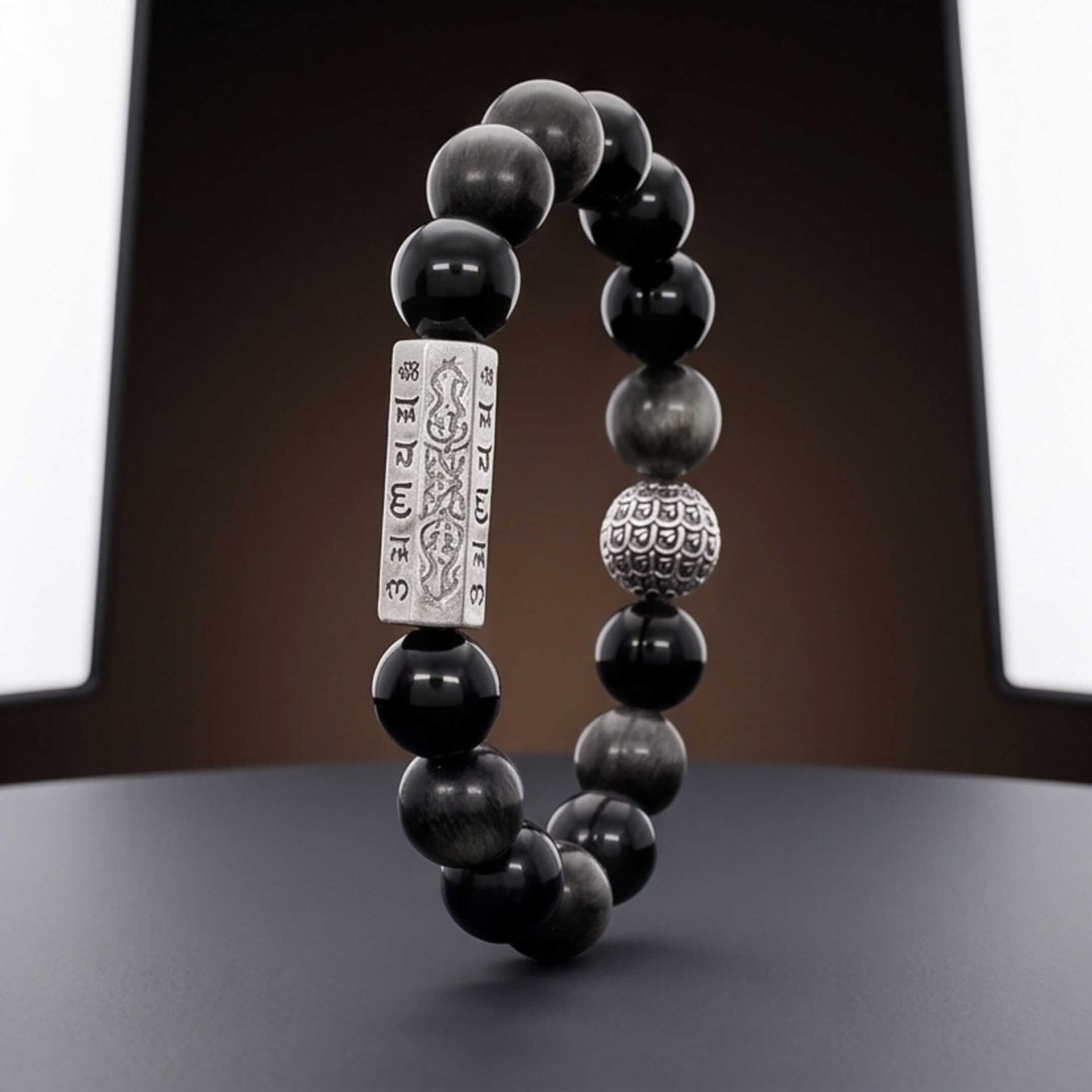 ONYX MANTRA - 12mm Beads Bracelet with Natural Stone Adjustable Bracelet for Men & Boys — Bead Bracelets for Men | THE MEN THING