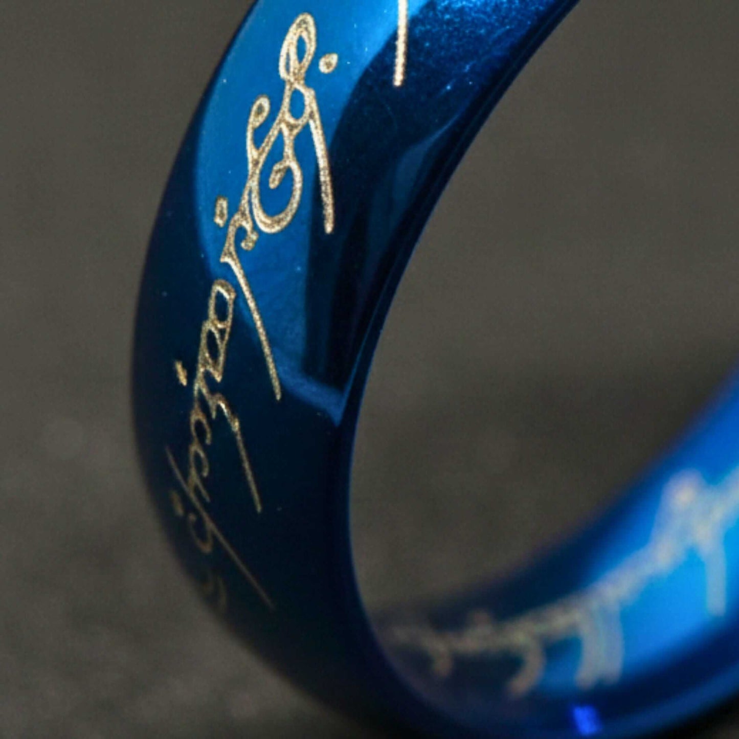ORION SCRIPT - Blue - Pure Stainless Steel Men’s Blue - Plated Ring (Size : 18-22-27) - THE MEN THING