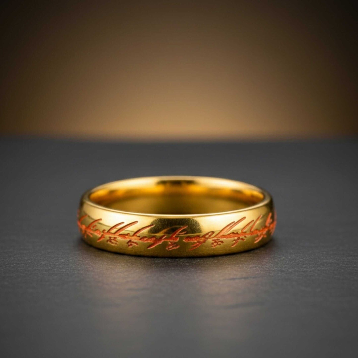 ORION SCRIPT - Golden OrangeText - Pure Stainless Steel Men’s Ring for Men & Boys (Size : 18-29) - THE MEN THING