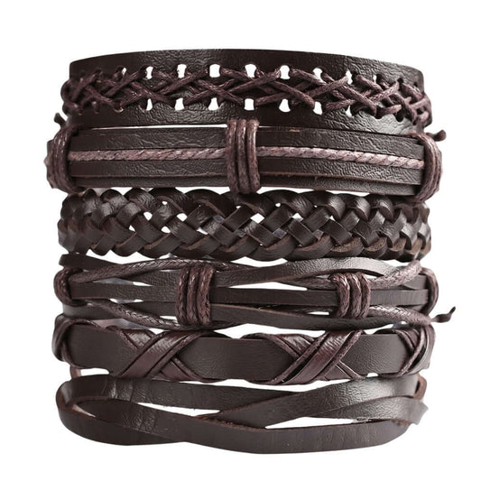 OUTLANDER WRAP - 6 Pcs Genuine Leather Adjustable Bracelet for Men & Boys — Leather Bracelet for Men | THE MEN THING