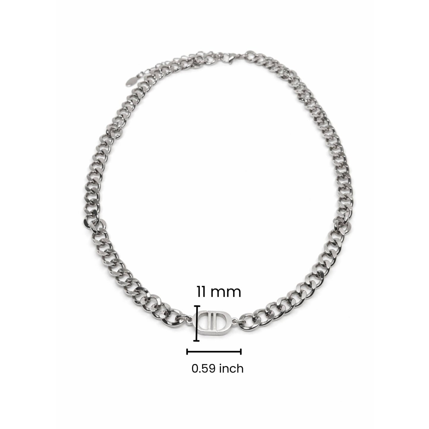 OVAL BAR CONNECTOR - 11mm Pure Titanium Steel Pendant with 19 to 21inch Adjustable Cube 9mm Chain for Men & Boys — SS Pendant/ Necklace for Men | THE MEN THING