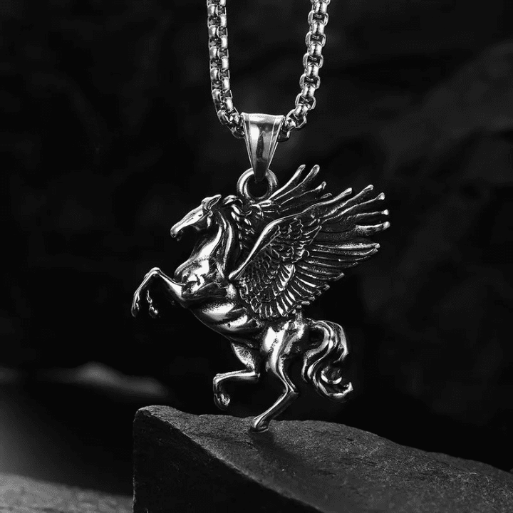 PEGASUS (T) - Pure Stainless Steel Pendant with Pure Stainless Steel 24inch Round Box Chain for Men, European trending Style for Men & Boy - THE MEN THING