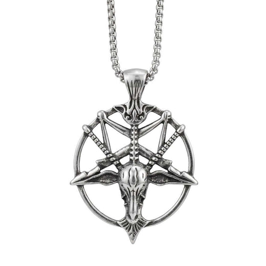 PENTAGRAM GOAT - 41mm Titanium Steel Pendant with 23inch Round Box 4mm Chain for Men & Boys — SS Pendant/ Necklace for Men | THE MEN THING