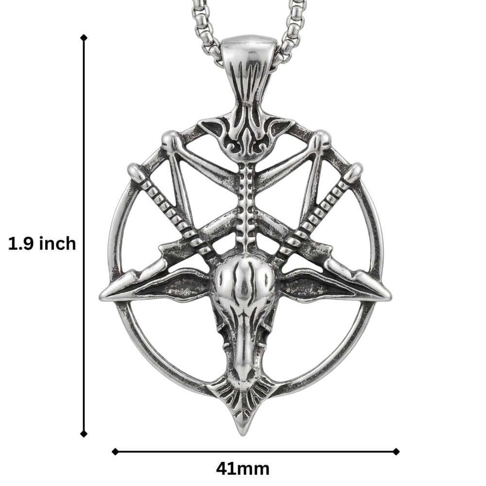 PENTAGRAM GOAT - 41mm Titanium Steel Pendant with 23inch Round Box 4mm Chain for Men & Boys — SS Pendant/ Necklace for Men | THE MEN THING