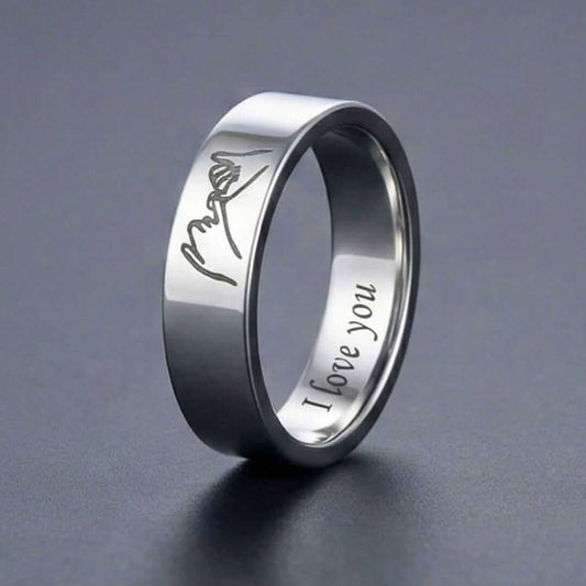 PROMISE RING - Steel - Pure Stainless Steel Men’s Steel-Plated Ring (Size : 26) — Rings for Men | THE MEN THING