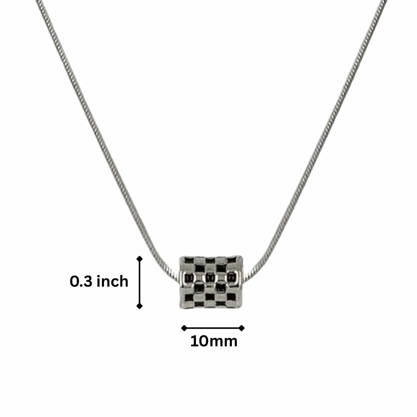 RACER CHECK - 10mm Pure Titanium Steel Pendant with 19inch Snake 3mm Chain for Men & Boys — SS Pendant/ Necklace for Men | THE MEN THING
