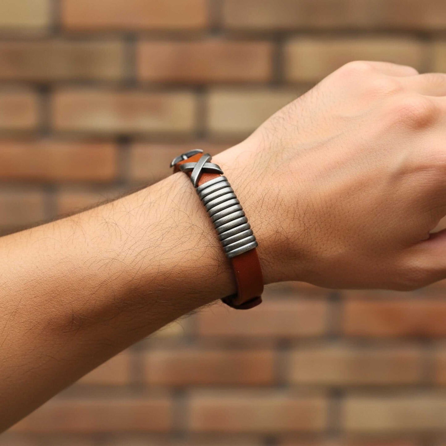 REBEL RUSTX - 10mm Brown Genuine Leather Adjustable Bracelet for Men & Boys (9.8 inch) — Leather Bracelet for Men | THE MEN THING