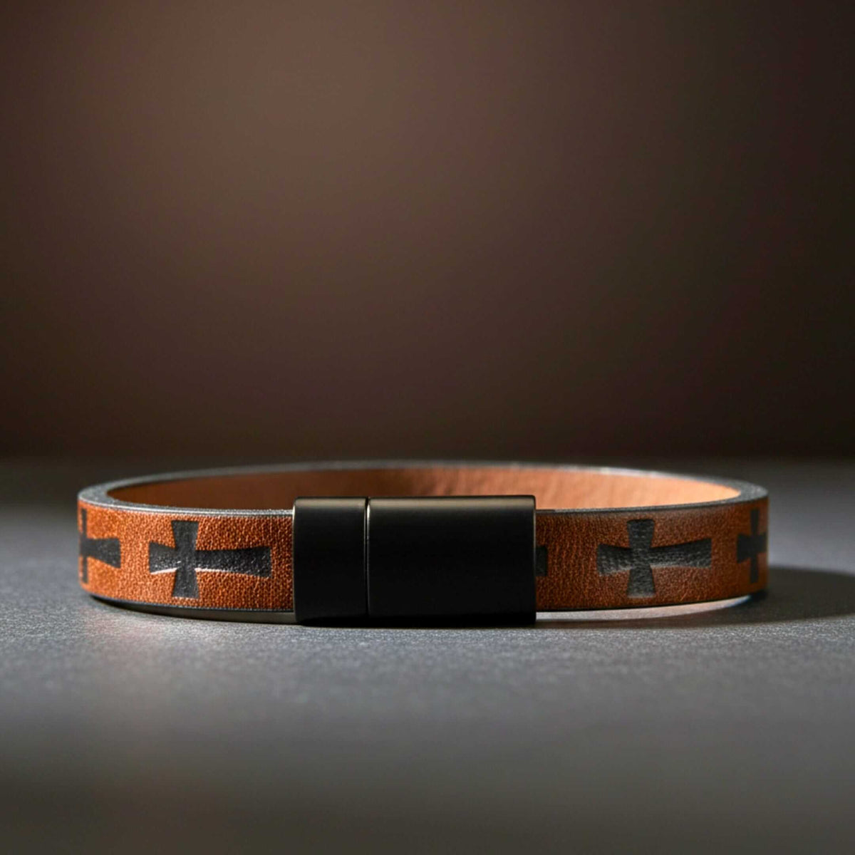 ROGUE DARK BROWN CROSS - 10mm Genuine Leather Bracelet with Stainless Steel Magnetic Buckle for Men & Boys (8.5 inch) — Leather Bracelet for Men | THE MEN THING