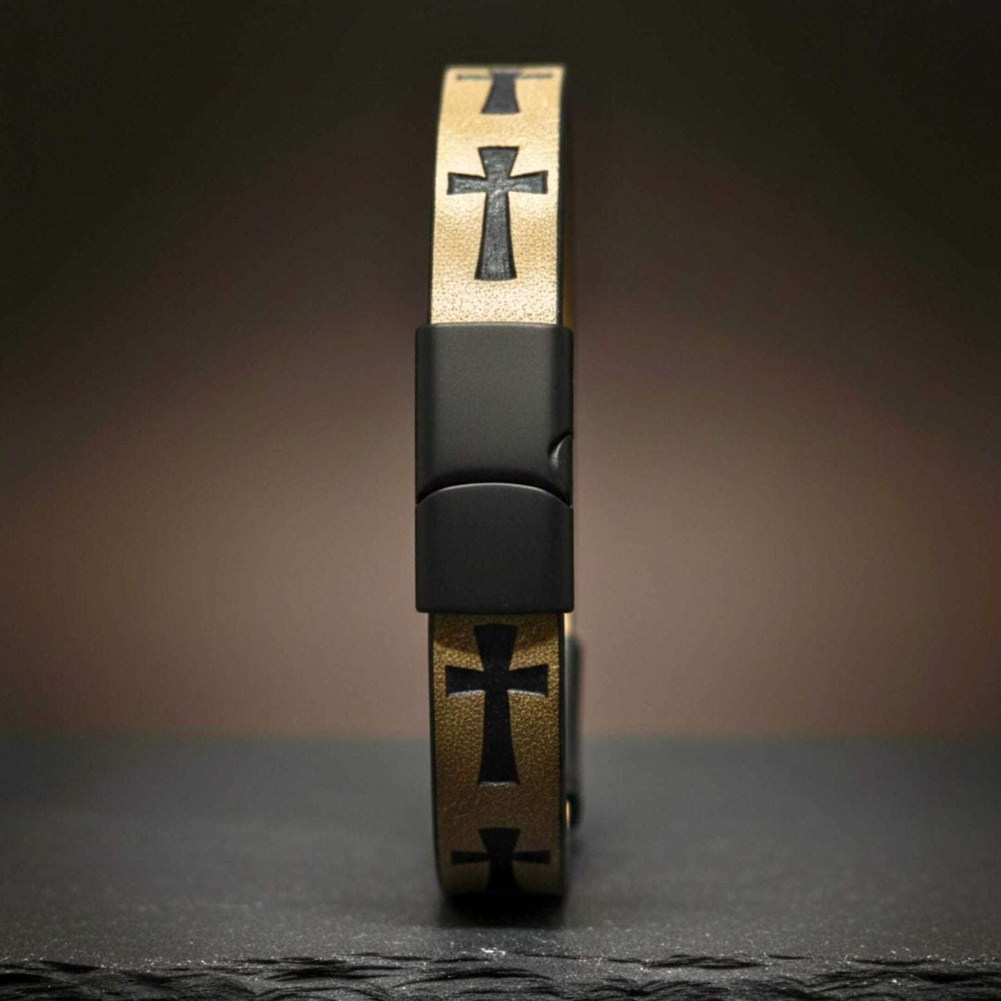 ROGUE DESERT TAUPE CROSS - 10mm Genuine Leather Bracelet with Stainless Steel Magnetic Buckle for Men & Boys (8.5 inch) — Leather Bracelet for Men | THE MEN THING