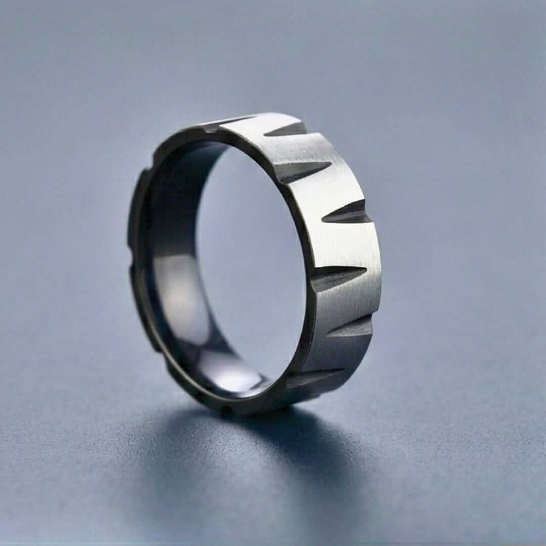ROGUE GEAR EDGE - Pure Stainless Steel Men’s Steel-Black Plated Ring (Size : 17-22-27) — Rings for Men | THE MEN THING