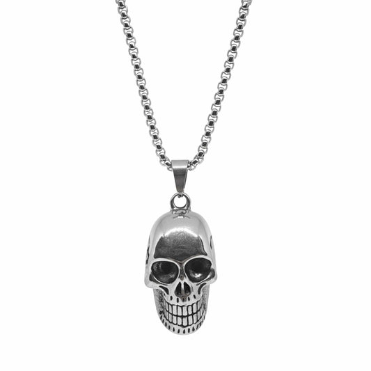 ROGUE SKULL - 20mm Titanium Steel Pendant with 24inch Round Box 5mm Chain for Men & Boys - THE MEN THING
