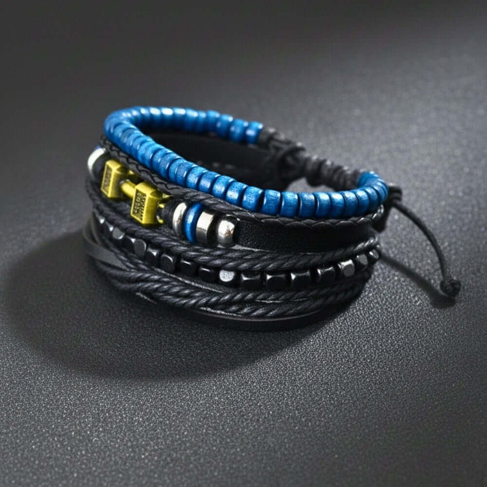 ROGUEFIT - 4 Pcs Genuine Leather Adjustable Bracelet Set for Men & Boys (8 inch) — Leather Bracelet for Men | THE MEN THING