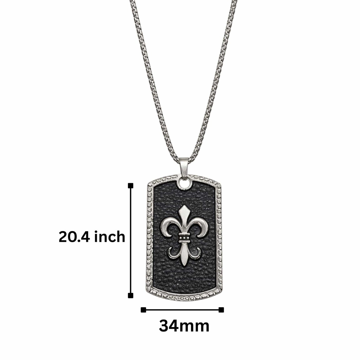 ROYAL FLEUR - 34mm Pure Titanium Steel Pendant with 27inch Round Box 3mm Chain for Men & Boys — SS Pendant/ Necklace for Men | THE MEN THING