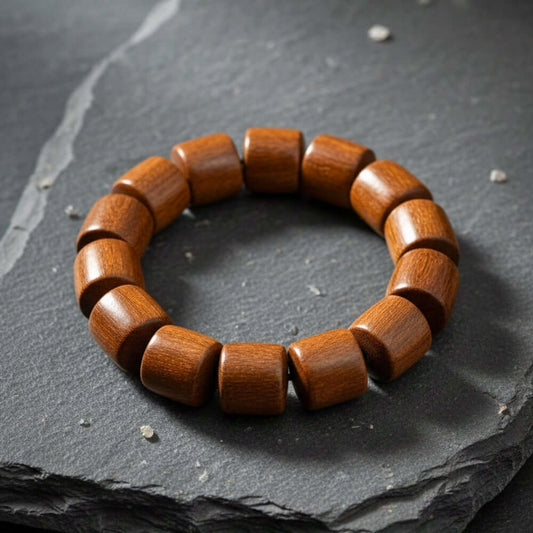 RUGWOOD - 16mm Wooden Beads Bracelet with Natural Stone - Adjustable Bracelet — Bead Bracelet for Men | THE MEN THING