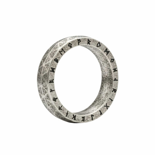 RUNEFORGE RAW - Oxidized Steel - Pure Stainless Steel Men’s Steel - Plated Ring (Size : 22-27) - THE MEN THING