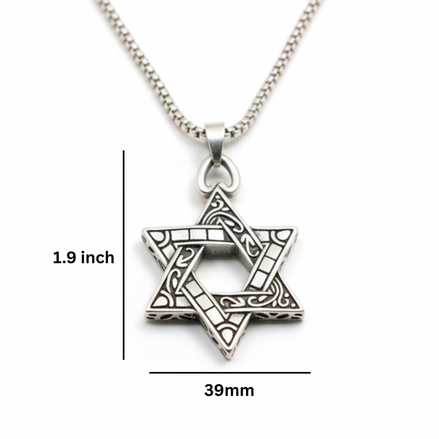 RUNIC STAR - 39mm Titanium Steel Pendant with 24inch Round Box 5mm Chain for Men & Boys — SS Pendant/ Necklace for Men | THE MEN THING