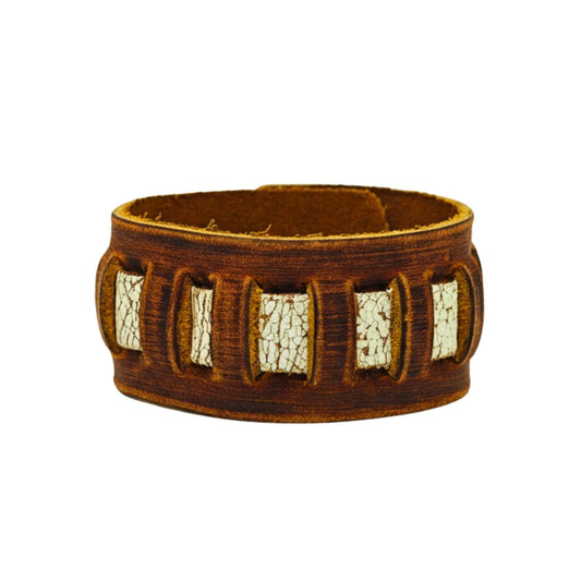RUSTIC GROVE - 32mm Brown Genuine Leather Adjustable Bracelet for Men & Boys (7.5-8 inch) — Leather Bracelet for Men | THE MEN THING