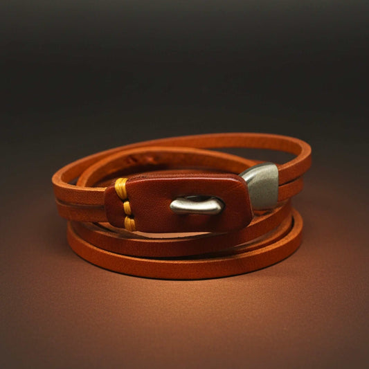 RUSTIC LOOP - 9mm Brown Genuine Leather Adjustable Bracelet for Men & Boys (24 inch) — Leather Bracelet for Men | THE MEN THING