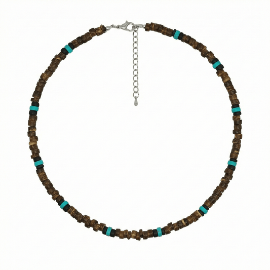 RUSTIC WAVE - 8 mm Beaded Necklace for Men and Boys (20 inches with adjustable cable chain) — Pearl / Bead Necklace for Men | THE MEN THING