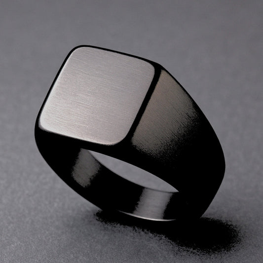 Royal Series - BLACK CODE RING - Pure Stainless Steel Men’s Steel-Plated Black Ring – Statement Luxury Jewelry (Size : 17-19-22) - THE MEN THING