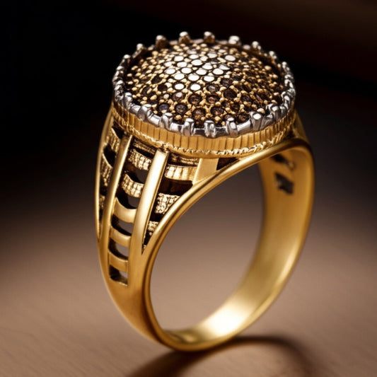 Royal Series - GOLD SPARK RING - Pure Stainless Steel Men’s Gold-Plated Ring – Statement Luxury Jewelry (Size : 18-22-27) - THE MEN THING