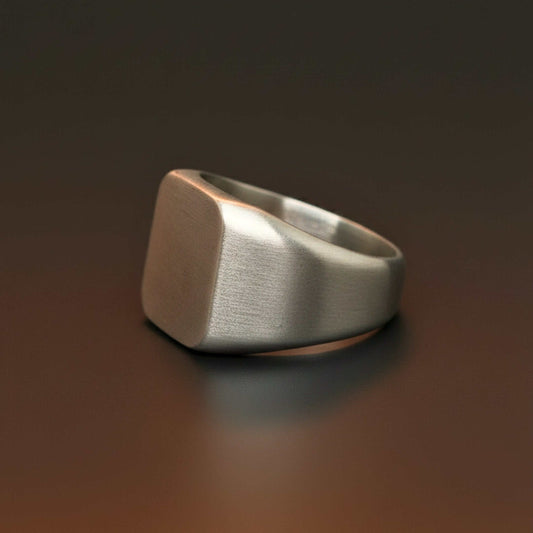 Royal Series - MATTE SQUARE SIGNET RING - Pure Stainless Steel Men’s Steel-Plated Ring – Statement Luxury Jewelry (Size :15-16-18-19-21-22-25-30) — Rings for Men | THE MEN THING